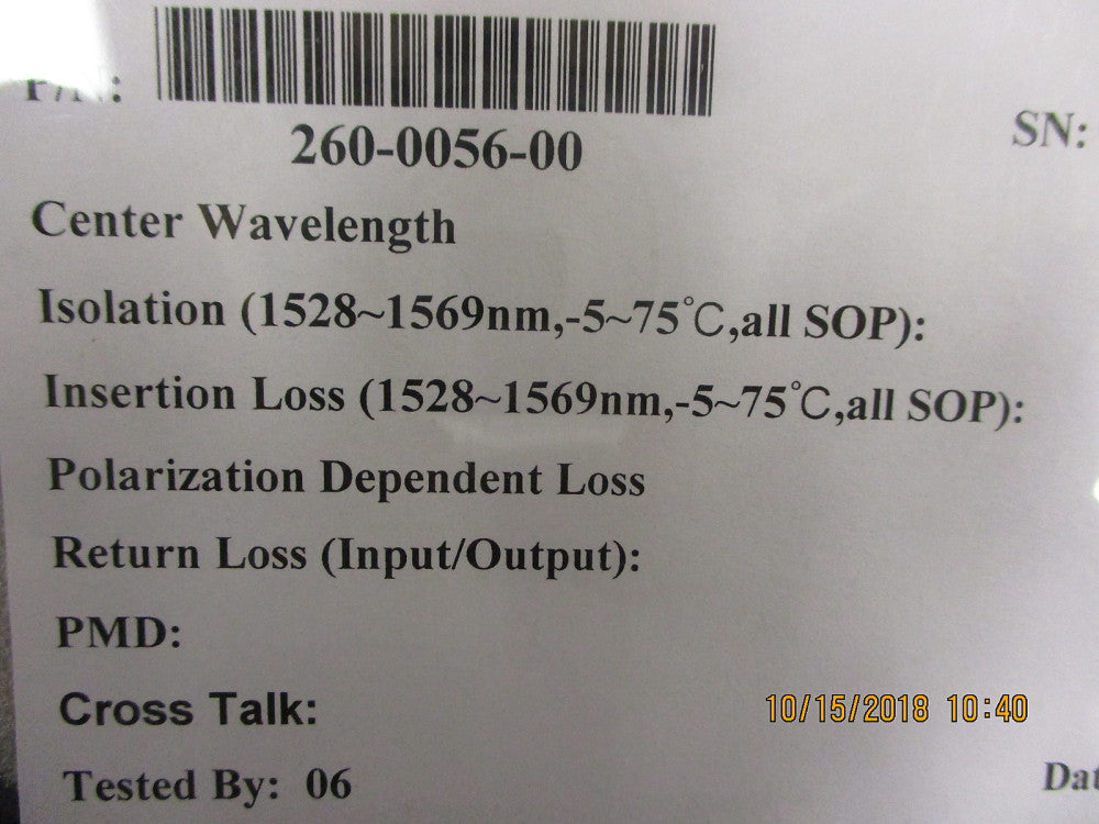 260-0056-00 II-VI Optical Isolator BRAND NEW!