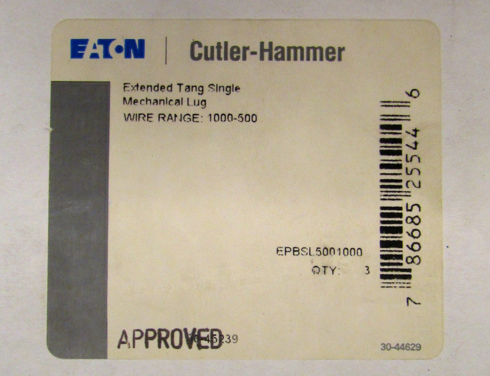 3) EATON CUTLER HAMMER EPBSL5001000 Panelboard Lug Kit 500-1000MCM CML LID2-1000