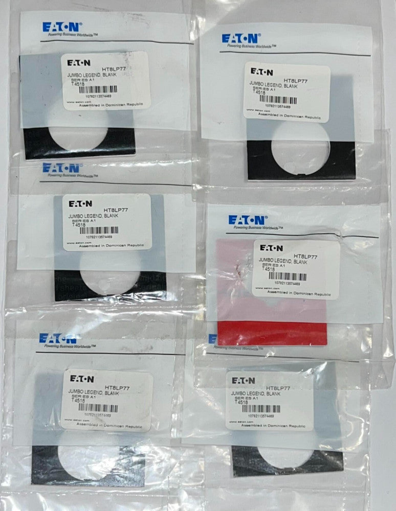 (LOT OF 6) EATON CUTLER HAMMER HT8LP77 JUMBO Legend Plate Blank Series A1