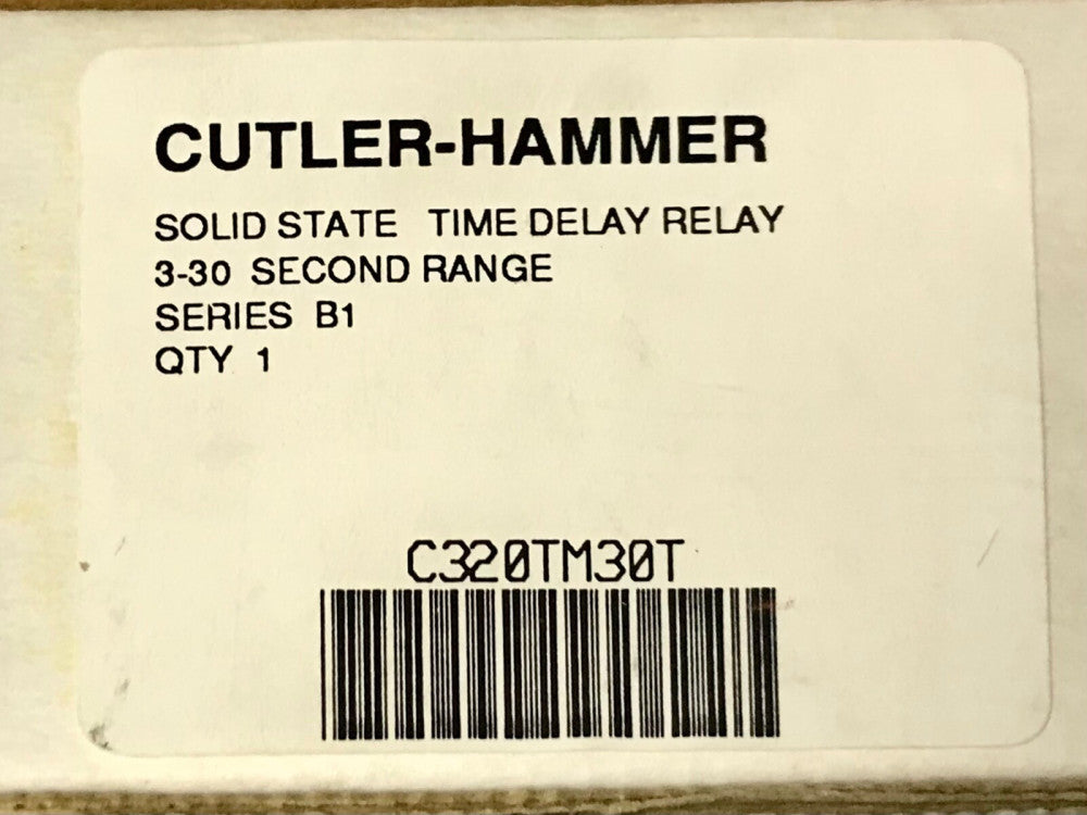 EATON CUTLER HAMMER C320TM30T 3-30 Second Range Solid State Time Delay Relay 