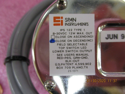 Span Instruments - IPS122-TYPE 1D (30-300) - Pressure Gauge: 30in-300PSI