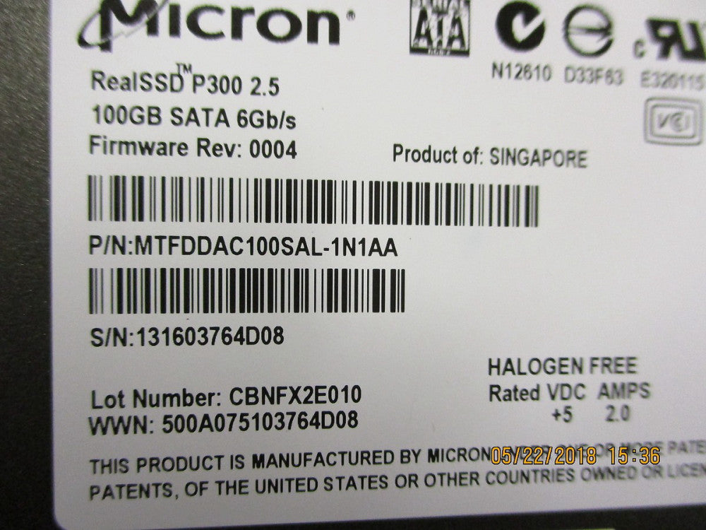 MTFDDAK100MAN-1S1AA Micron Tech RealSSD  P400M 100Gb SATA-6.0Gbps REFURBISHED!