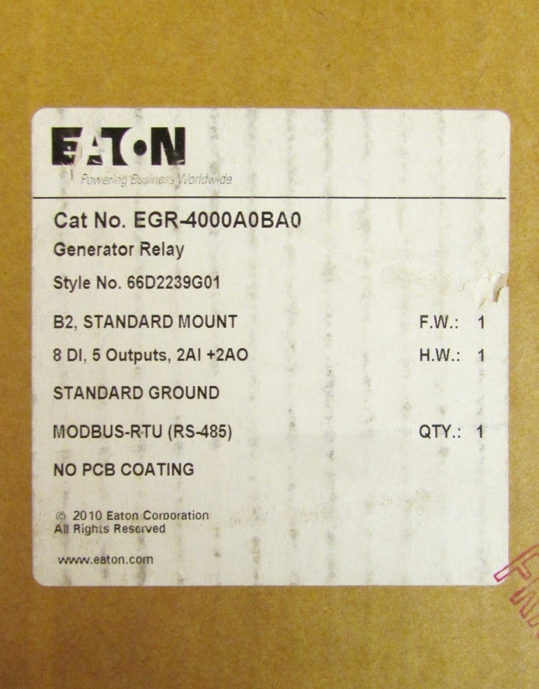 EATON CUTLER HAMMER EGR 4000A0BA0 Generator Protection Relay 66D2239G01