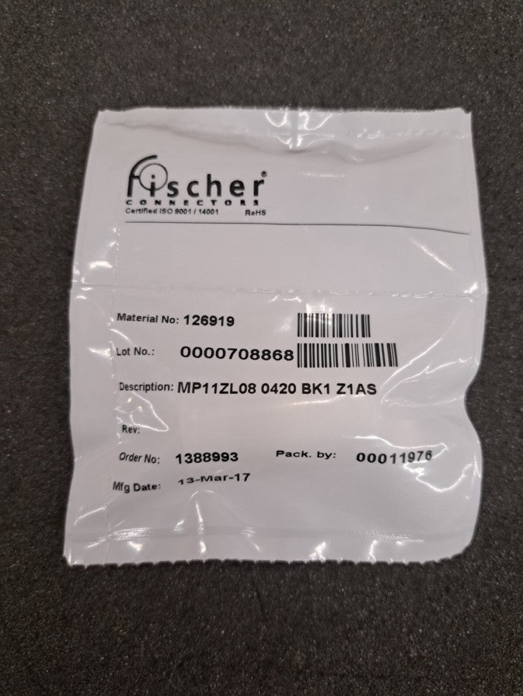 New, Fischer Connector, MP11ZL08 0420 BK1 Z1AS, IP68 Push-pull plug