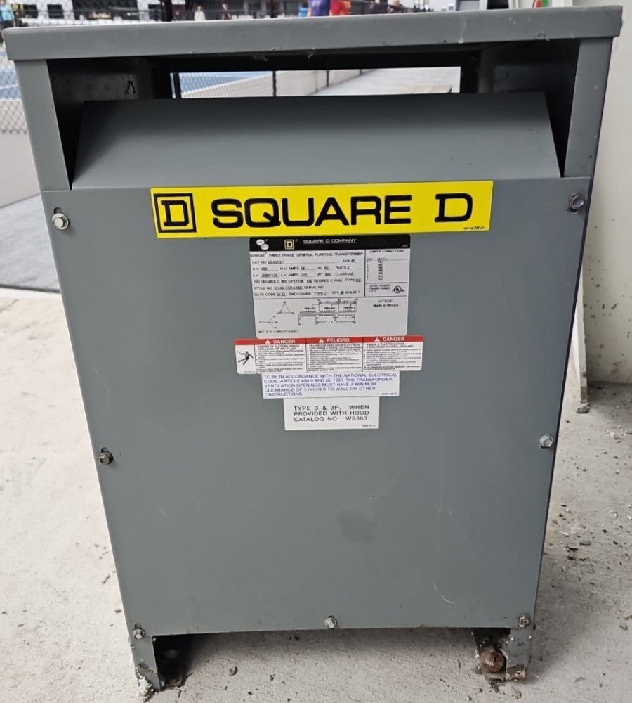Square D 45 kVA 480 Delta to 208Y/120 V 3PH Transformer EE45T3H 480V 208 45T3H