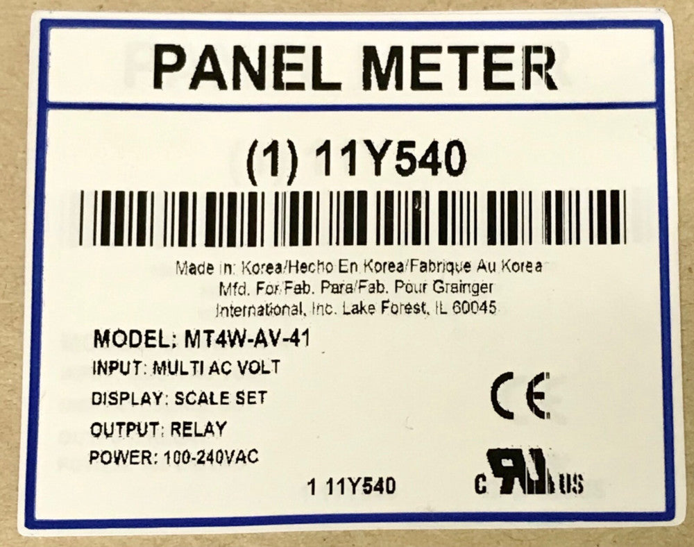 AUTONICS Model MT4W AV 41 MULTI: AC Volt MT4W Panel Meter 100-240 VAC 11Y540