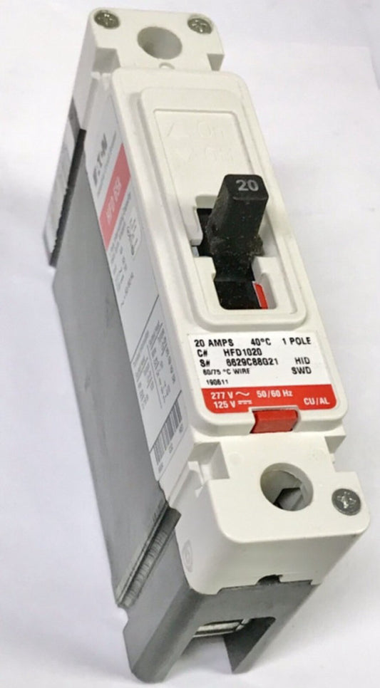 EATON CUTLER HAMMER HFD1020 Single Pole 20 AMP Type HFD Circuit Breaker NTO 