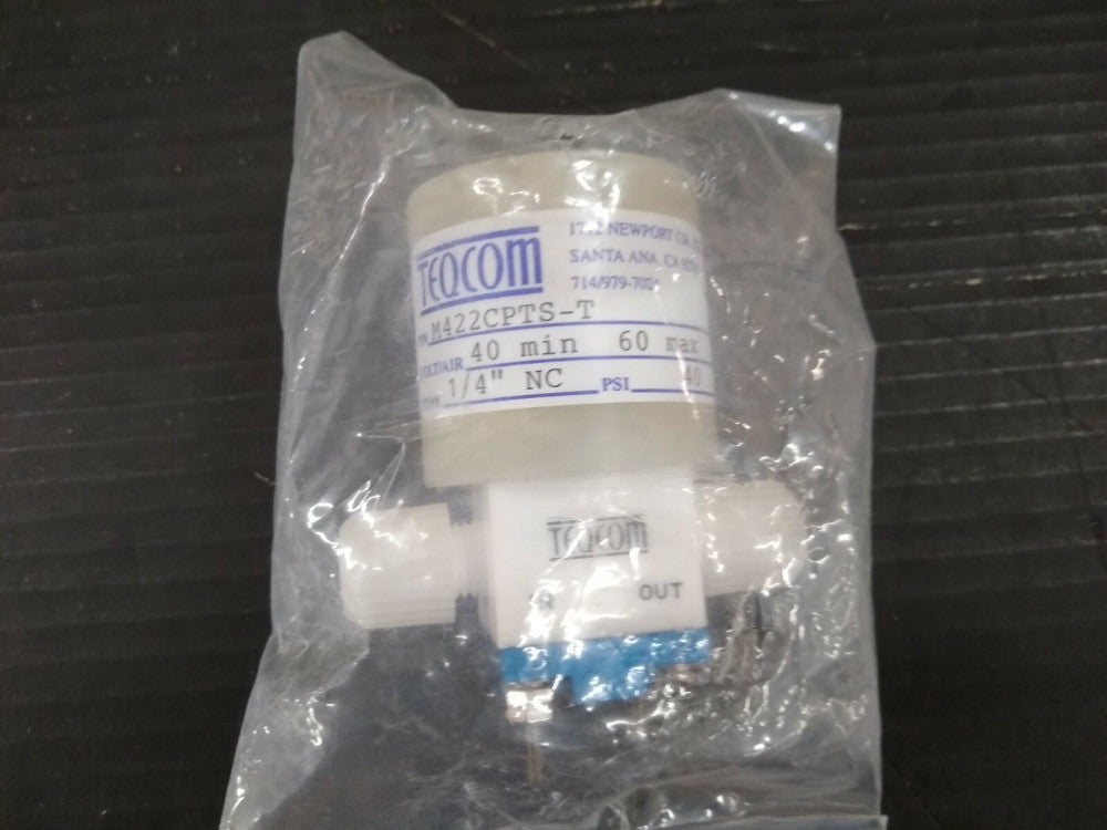 New, Teqcom, M422CPTS-T, 2 Way Pneumatic NC, 1/4 grab seal ports, 1/8 orifice