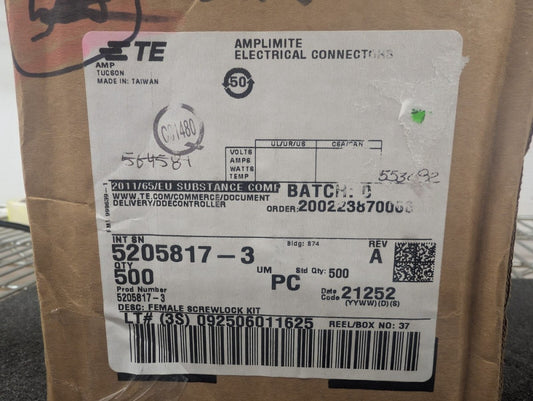 New, AMP/TYCO, 5205817-3, CONN FEMALE D-SUB SCREWLOCK KIT