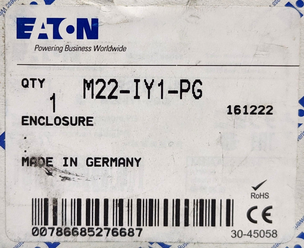 EATON CUTLER HAMMER M22 IY1 PG Yellow Pushbutton Enclosure Surface Mount 22mm