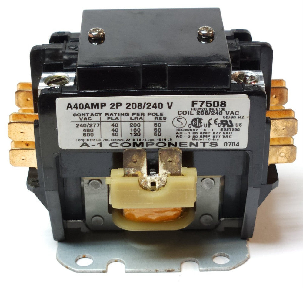 A-1 COMPONENTS A40AMP 2 Pole 40 AMP 208 240 VAC Contactor F7508