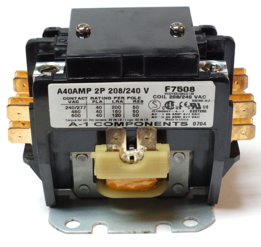 A-1 COMPONENTS A40AMP 2 Pole 40 AMP 208 240 VAC Contactor F7508