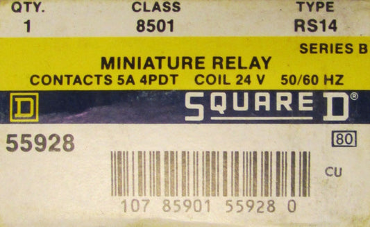 SQUARE D Miniature Relay 24V 5 Amp 4PDT 8501 RS14