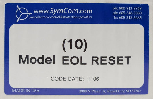 EATON SYMCOM MODEL EOL Motor Saver Overload Reset Module COM-RESET