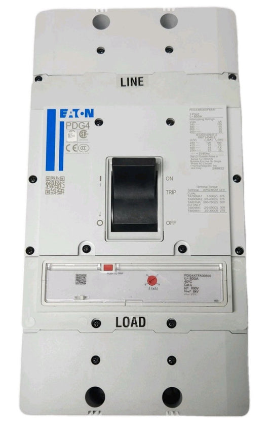 EATON PDG43M0800FNNN 3 Pole 800 AMP PDG4 POWER DEFENSE Circuit Breaker PDG4XTFA