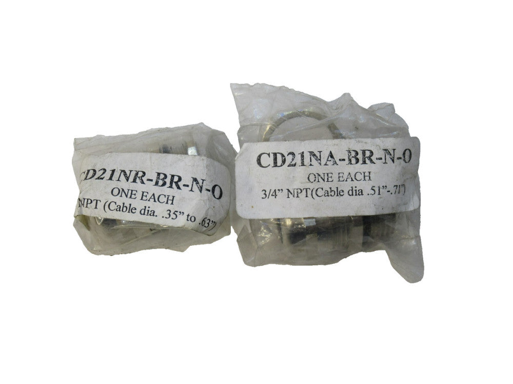 (MIXED Lot of 2) HUMMEL CD21NA-BR-N-O CD21NR-BR-N-O 3/4" Strain Relief Cord Grip