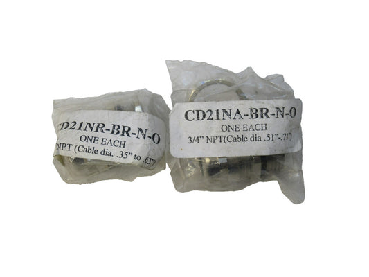 (MIXED Lot of 2) HUMMEL CD21NA-BR-N-O CD21NR-BR-N-O 3/4" Strain Relief Cord Grip