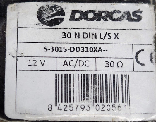 DORCAS ELECTRIC Release 30 N DIN L/S X S-3015 DD310XA 12 VAC VDC 30 OHM