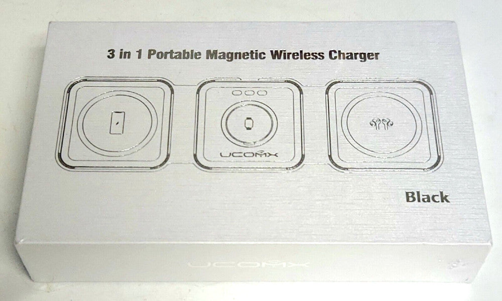 UCOMX W-312 3 In One Wireless Charger Station IPhone Apple Watch Airpods BLACK