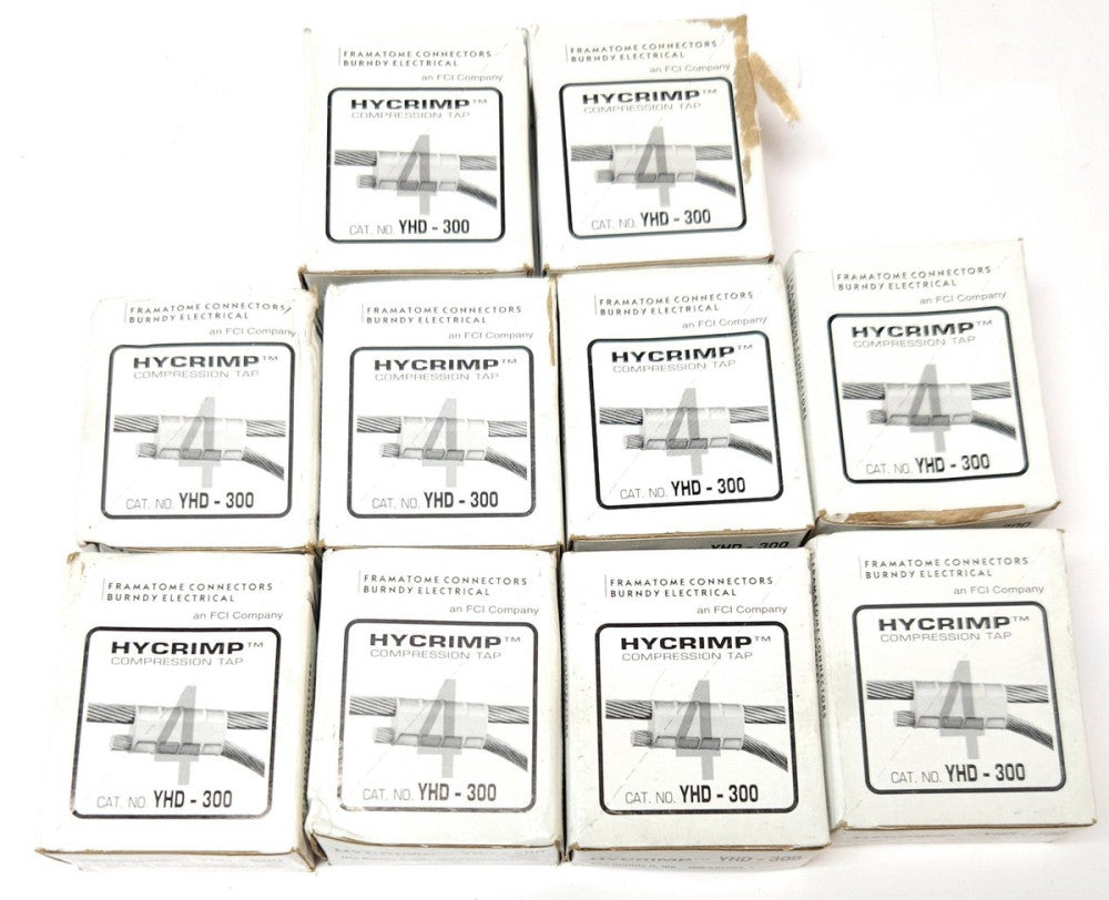 LOT OF 10 BURNDY YHD 300 HYCRIMP 91098 #4 Compression Tap CRIMP ON YHD-300