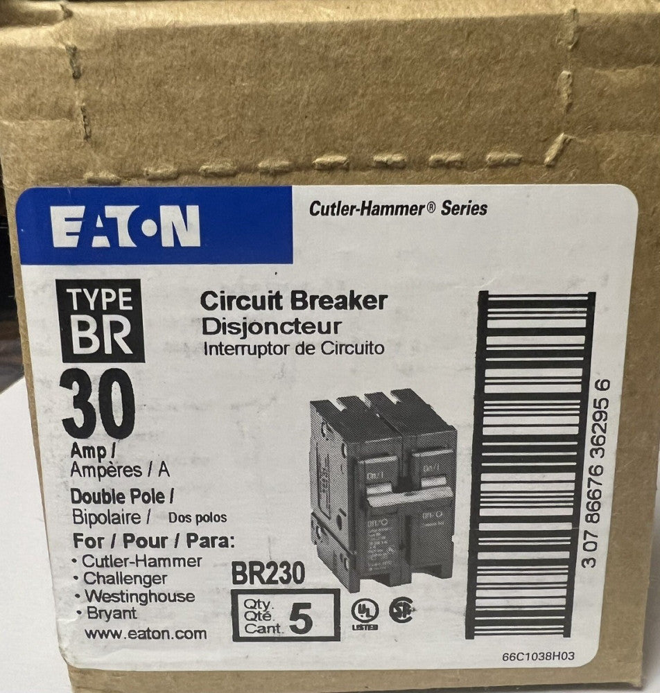 EATON CUTLER HAMMER BR230 2 Pole 30 AMP Type BR Circuit Breaker Type C230 