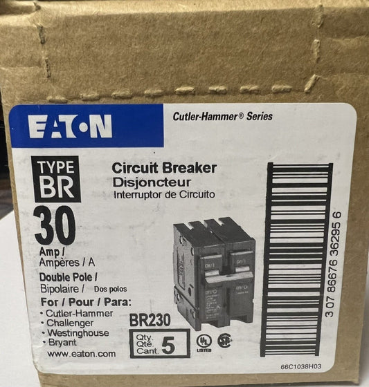 EATON CUTLER HAMMER BR230 2 Pole 30 AMP Type BR Circuit Breaker Type C230 