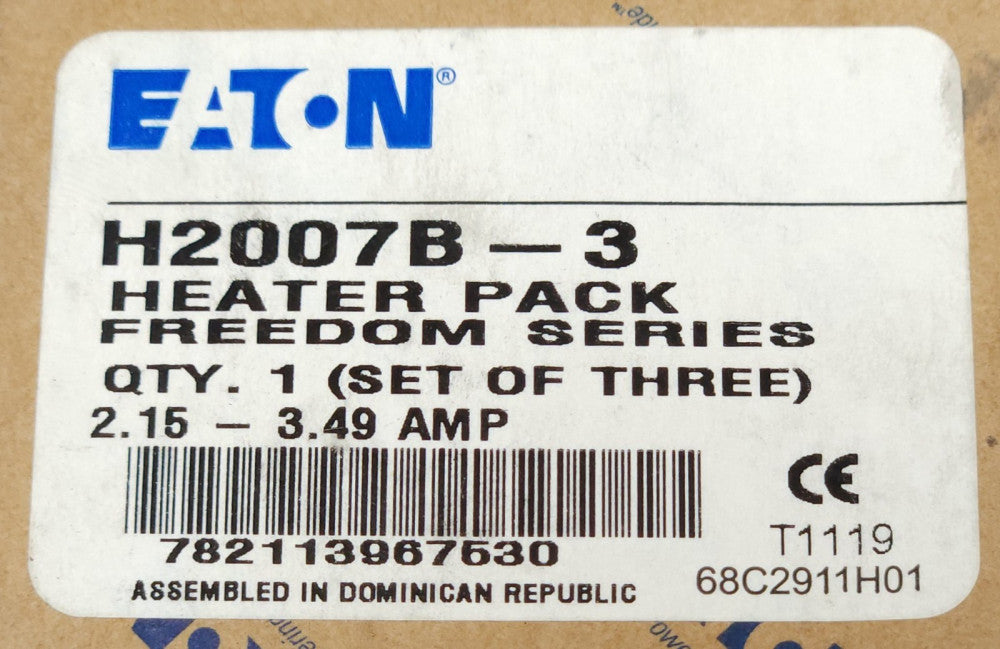 EATON CUTLER HAMMER H2007B-3 Freedom Series Heater Pack of 3 H2007B 3 2.15-3.49