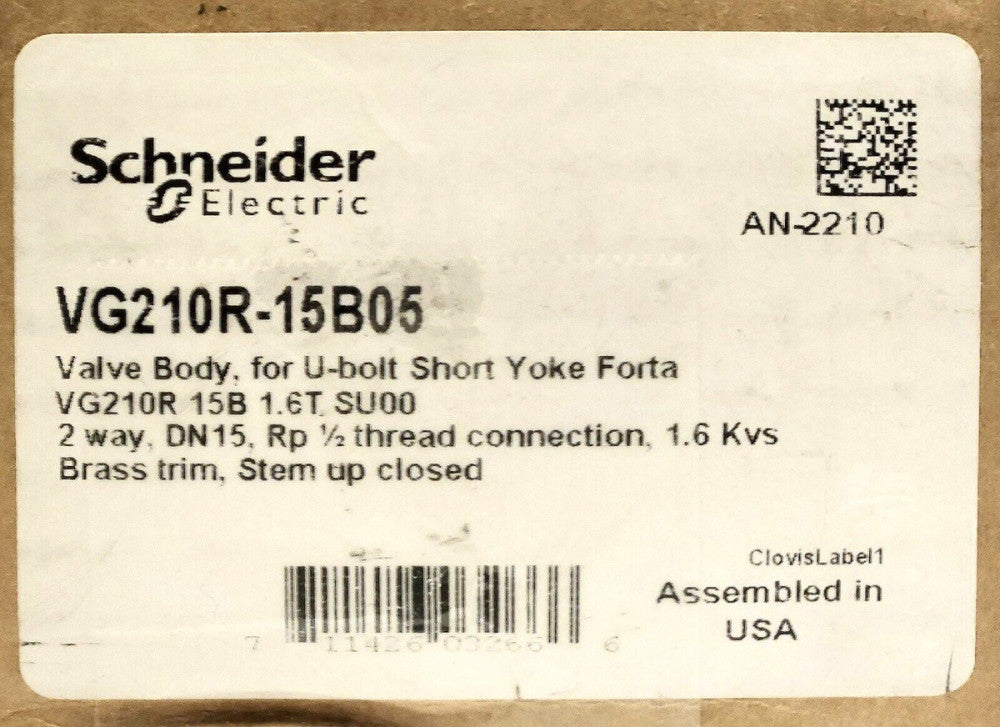SCHNEIDER ELECTRIC VG210R 15B05 U-Bolt Short YOKE FORTA Valve Body 15B 1.6T SU00