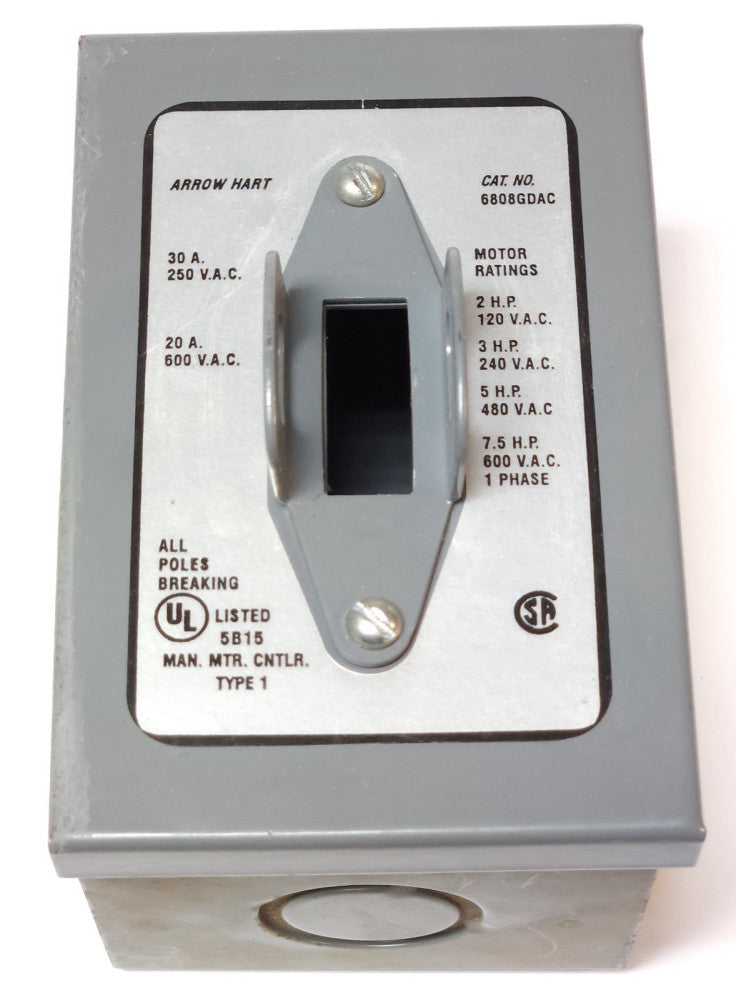 ARROW HART 6808GDAC Manual Motor Starter Enclosure ONLY 2-7.5 HP Nema 1 Indoor