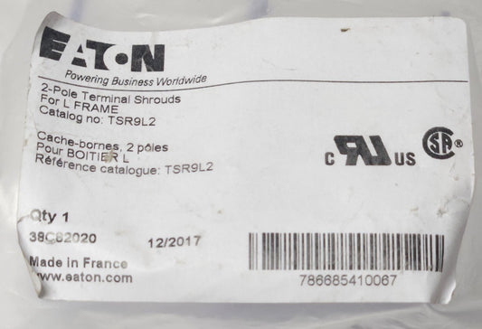 EATON CUTLER HAMMER TSR9L2 L Frame Breaker TSR9L 2 Pole Clear Terminal Shroud