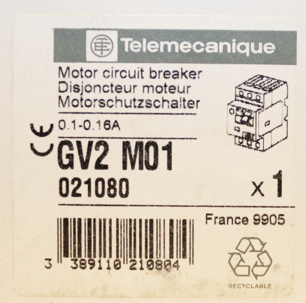 TELEMECANIQUE Motor Circuit Protector Breaker .1-.16 Amp GV2 M01