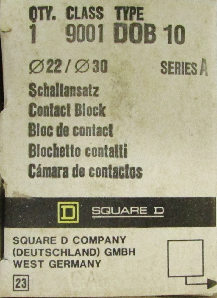 SQUARE D 9001 D0B 10 Series A Contact Block 