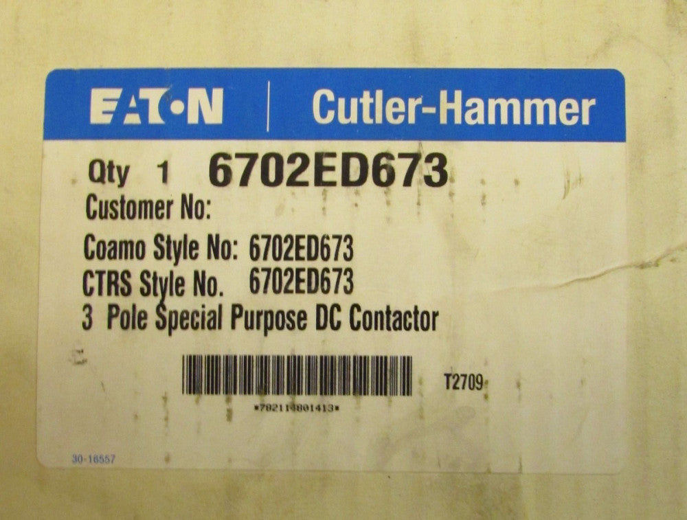 EATON CUTLER HAMMER 6702ED673 Special Purpose 3P 74 VDC Contactor Coamo CTRS 
