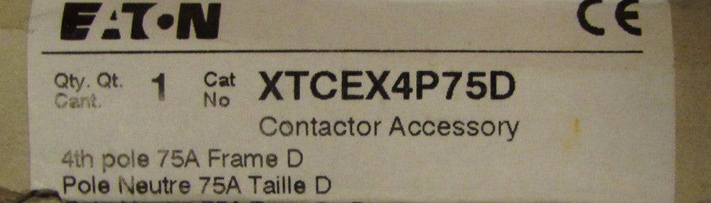 EATON KLOCKNER MOELLER XTCEX4P75D 4th Pole 75 Amp Frame D Contactor Pole Adder