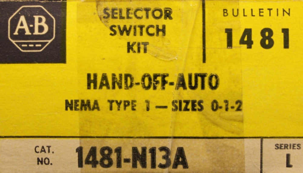 Allen Bradley Size 0-2 Hard Off Auto Selector Switch Kit 1481 N13A