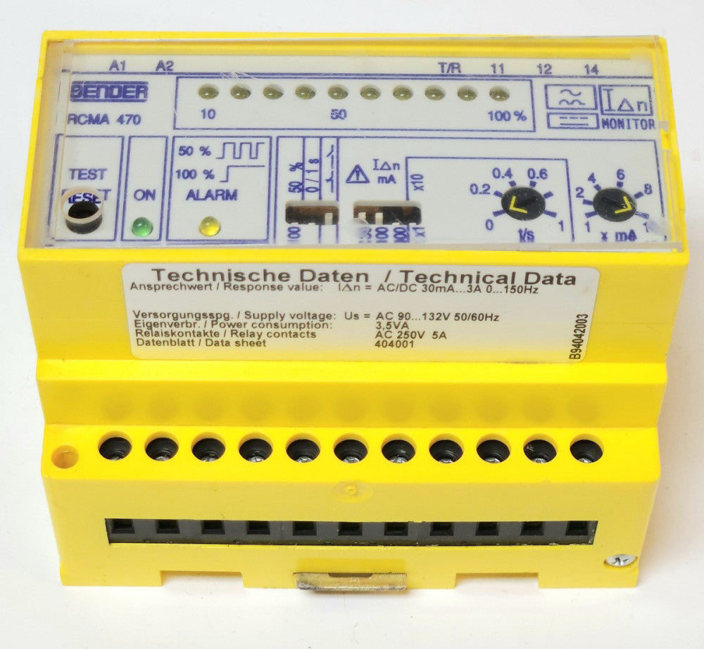 BENDER RCMA470LY 13 Residual Current Monitor RCMA 470 250 VAC 404001