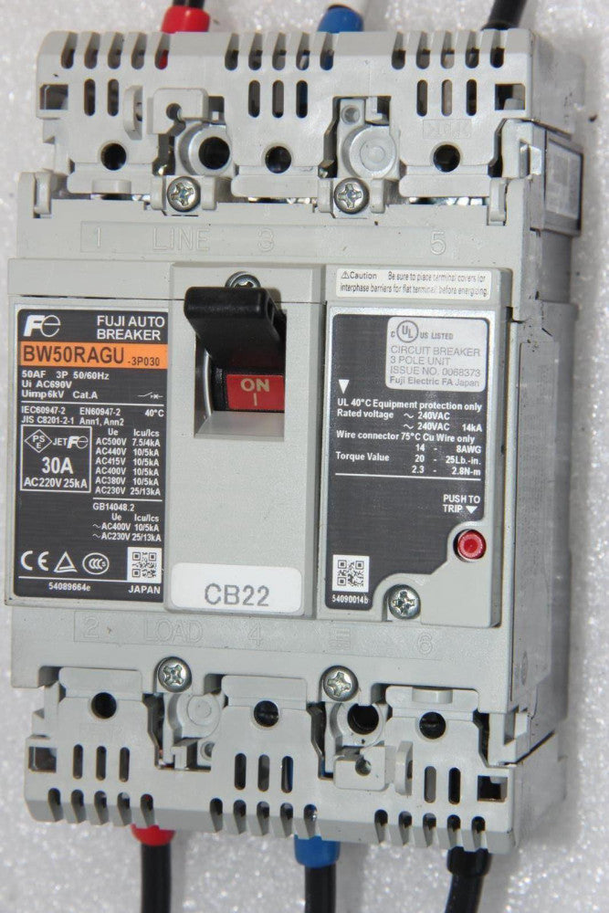 FUJI ELECTRIC BW50RAGU-3P030 3-Pole 30A Circuit Breaker "Make an Offer"