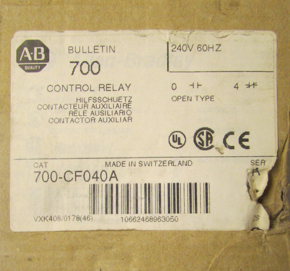 ALLEN BRADLEY Control Relay 220-240V 700 CF040A