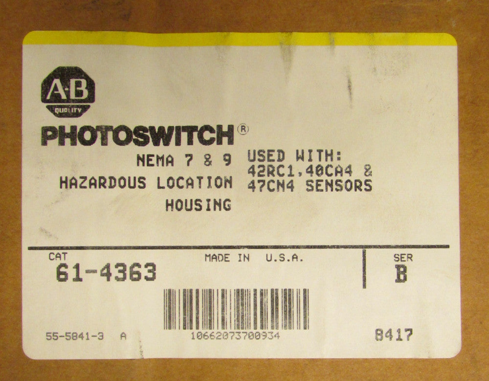 ALLEN BRADLEY PHOTOSWITCH Nema 7 & 9 Hazardous Location Sensor Housing 61 4363