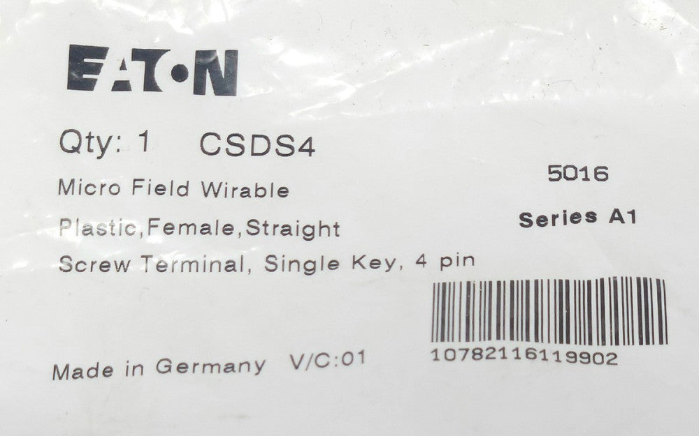 EATON CUTLER HAMMER CSDS4 Micro Field Wirable Straight Female Screw Terminal 4 P