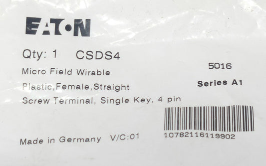 EATON CUTLER HAMMER CSDS4 Micro Field Wirable Straight Female Screw Terminal 4 P