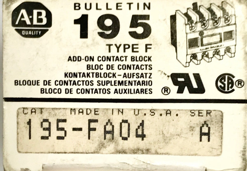 ALLEN BRADLEY 195 FA04 Type F Add On Contact Block