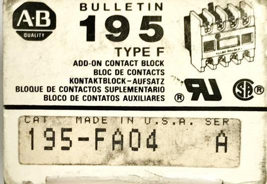 ALLEN BRADLEY 195 FA04 Type F Add On Contact Block