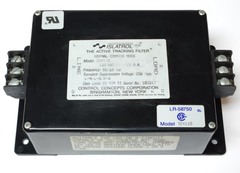 ISLATROL IC+115 Active Tracking Filter 120 VAC 15 AMP Single Phase IC 115