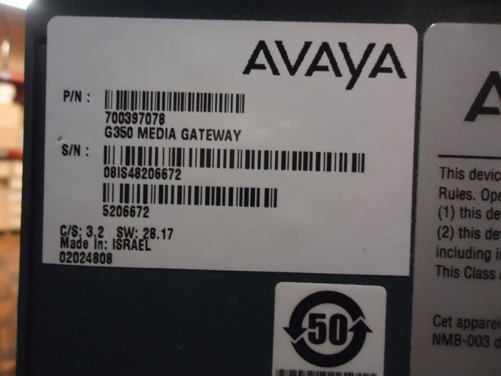 700397078 Avaya G350 Media Gateway Server Module Chassis USED!