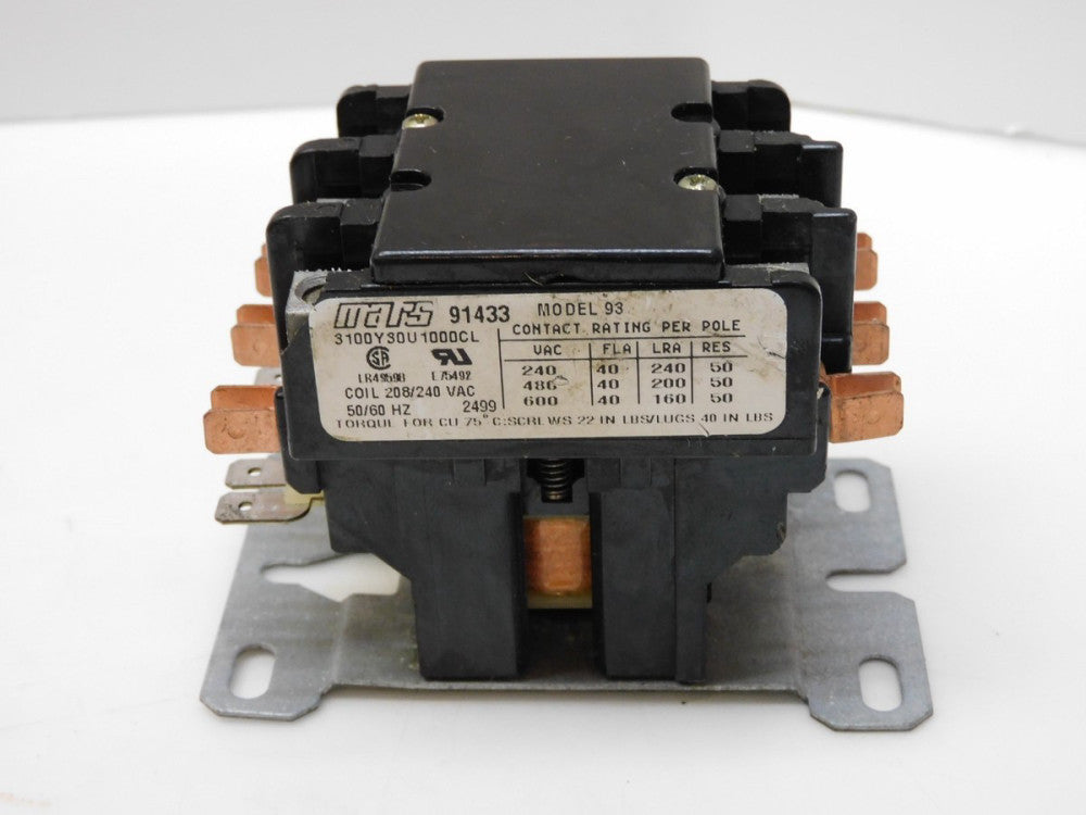 MARS 91433 DEFINITE PURPOSE CONTACTOR 208-240VAC MODEL 93 CHIPPED CORNER