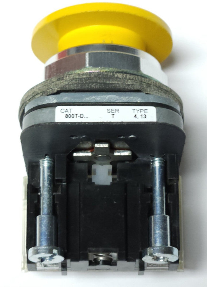 ALLEN BRADLEY 800T D9A Yellow Mushroom Head Momentary Pushbutton 1 NO 1 NC Conta