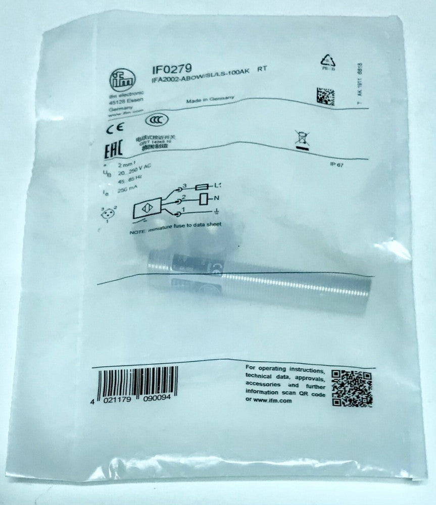 IFM IF0279 Proximity Sensor IFA2002 ABOW SL LS 100AK RT
