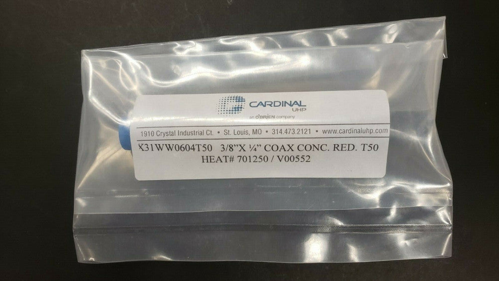 New, Cardinal, X31WW-06-04-T50, Tubular Fitting, Conc. Reducer, Coaxial, 90, .37