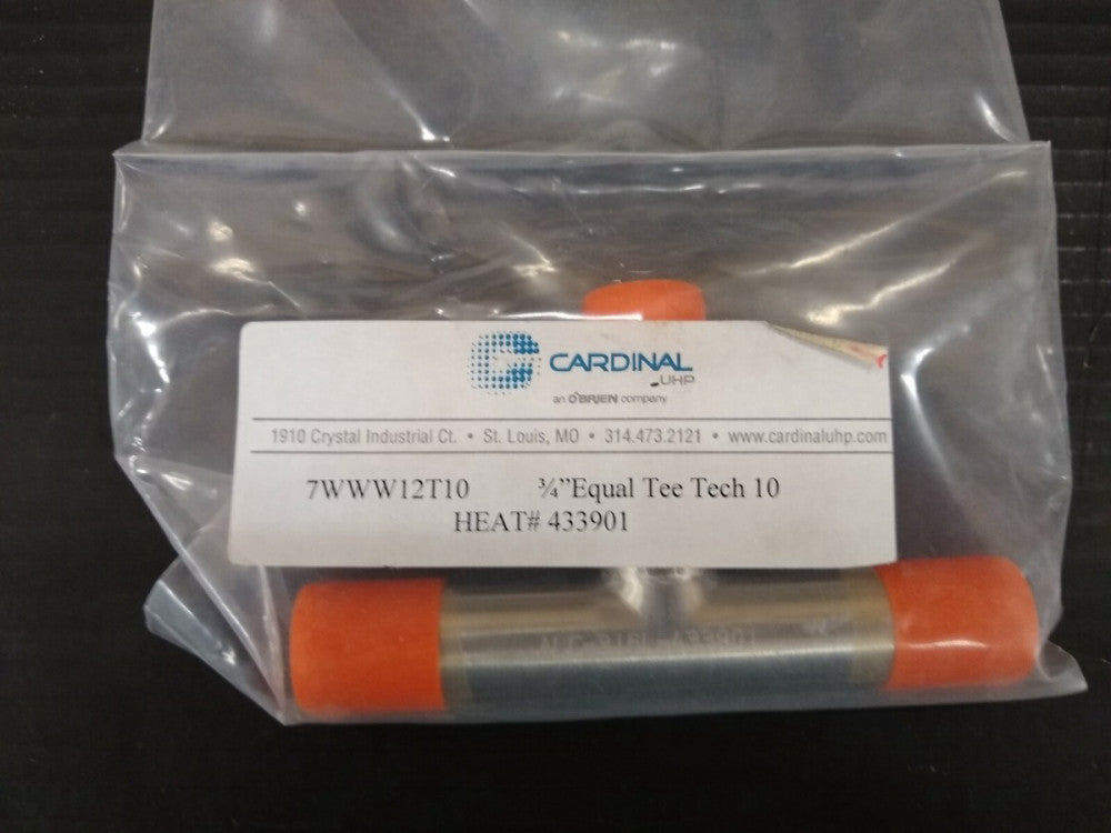 New, Cardinal UHP, 7WWW-12-T10, Tubular Fitting, Tee, Equal, .75(.065"), 25in Ra